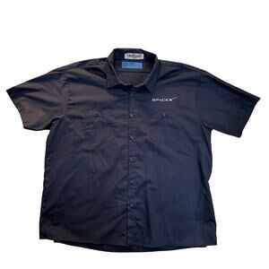 SpaceX Shirt Mens 3XL XXXL Blue Button Up Short Sleeve Work Logo Cintas